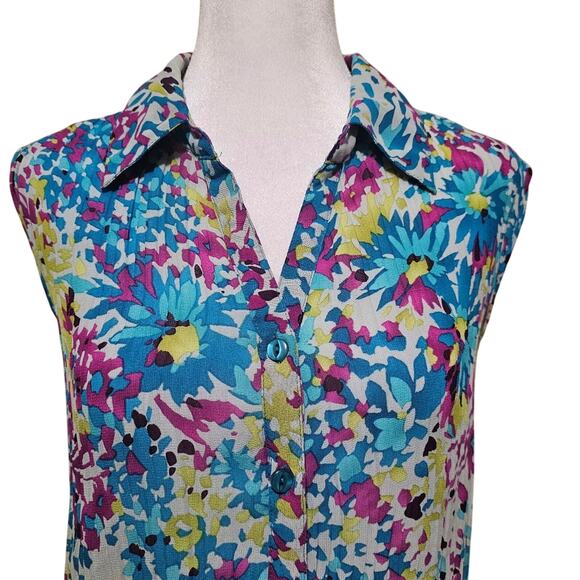 Fashion Bug Sleeveless Button Up Blouse Vintage Lightweight Women's Size Large - Picture 2 of 10